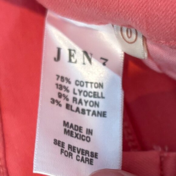 Jen 7 by 7 for all Mankind Ankle Skinny Jeans in Coral Pink - Size 0 - NWOT - Picture 11 of 15